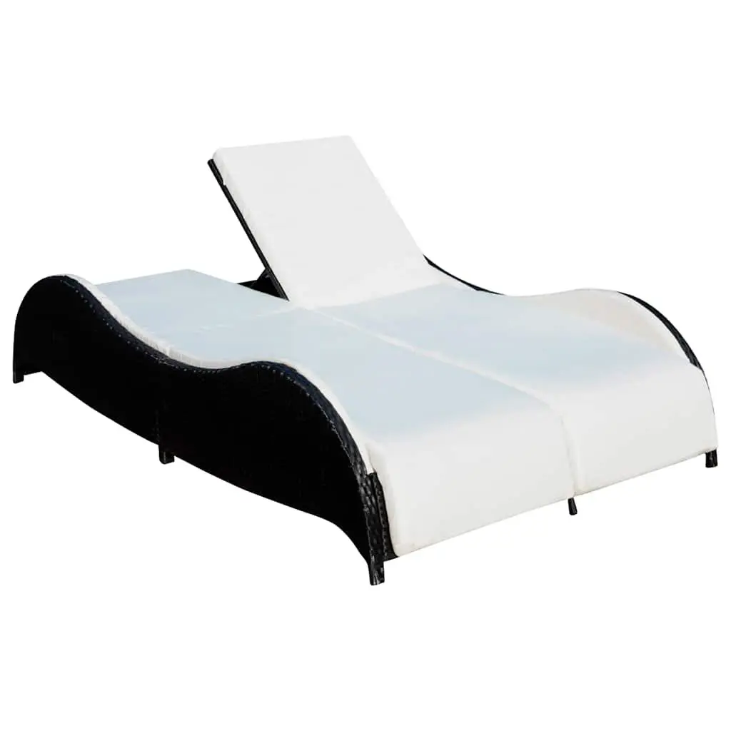 Double Rattan Lounger with Removable Cushions