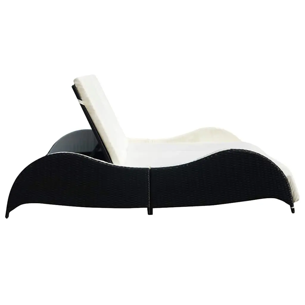 Double Rattan Lounger with Removable Cushions
