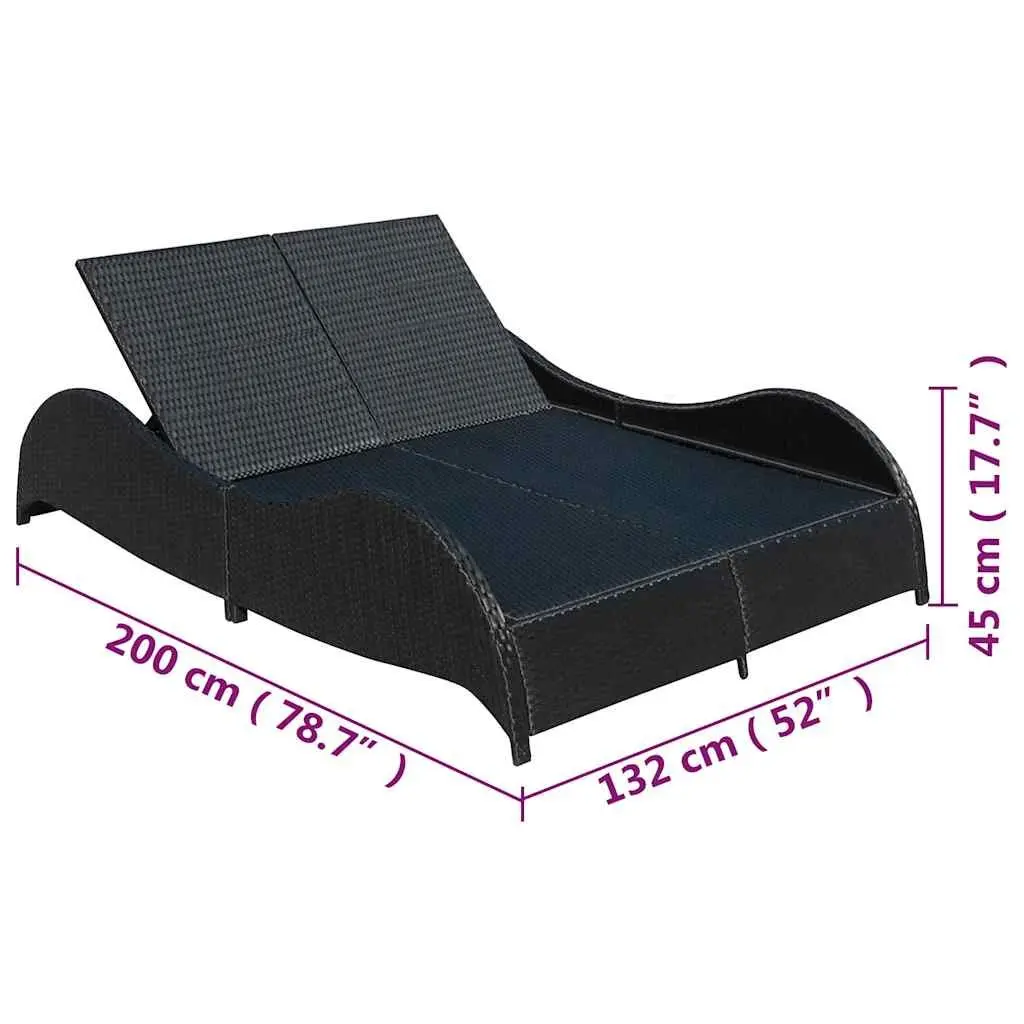 Double Rattan Lounger with Removable Cushions