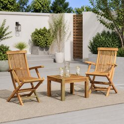 Outdoor Folding Garden Chairs Set 2 pcs Teak Wood Patio Seating Lightweight