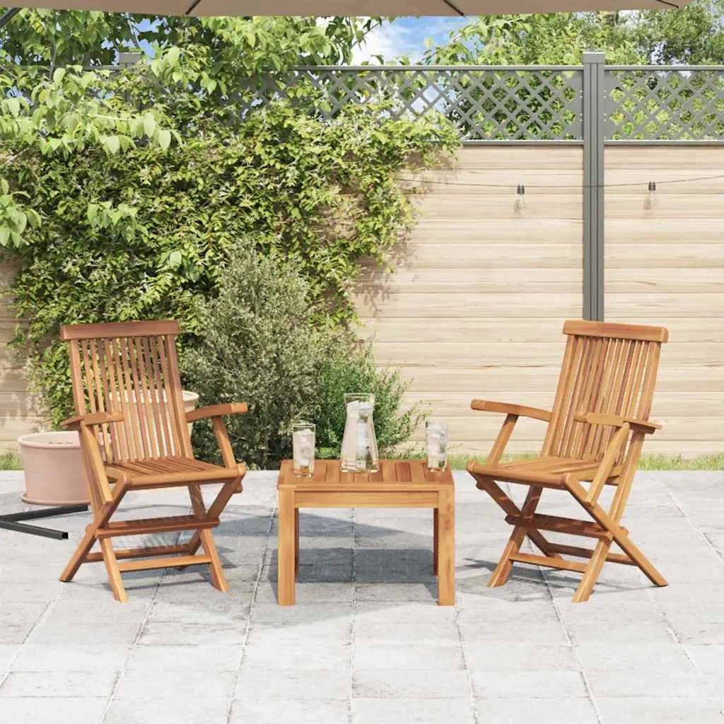 Outdoor Folding Garden Chairs Set 2 pcs Teak Wood Patio Seating Lightweight