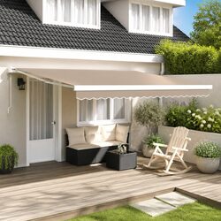 Awning Replacement Fabric Beige 4 x 3.5 m Polyester Outdoor Shade Garden