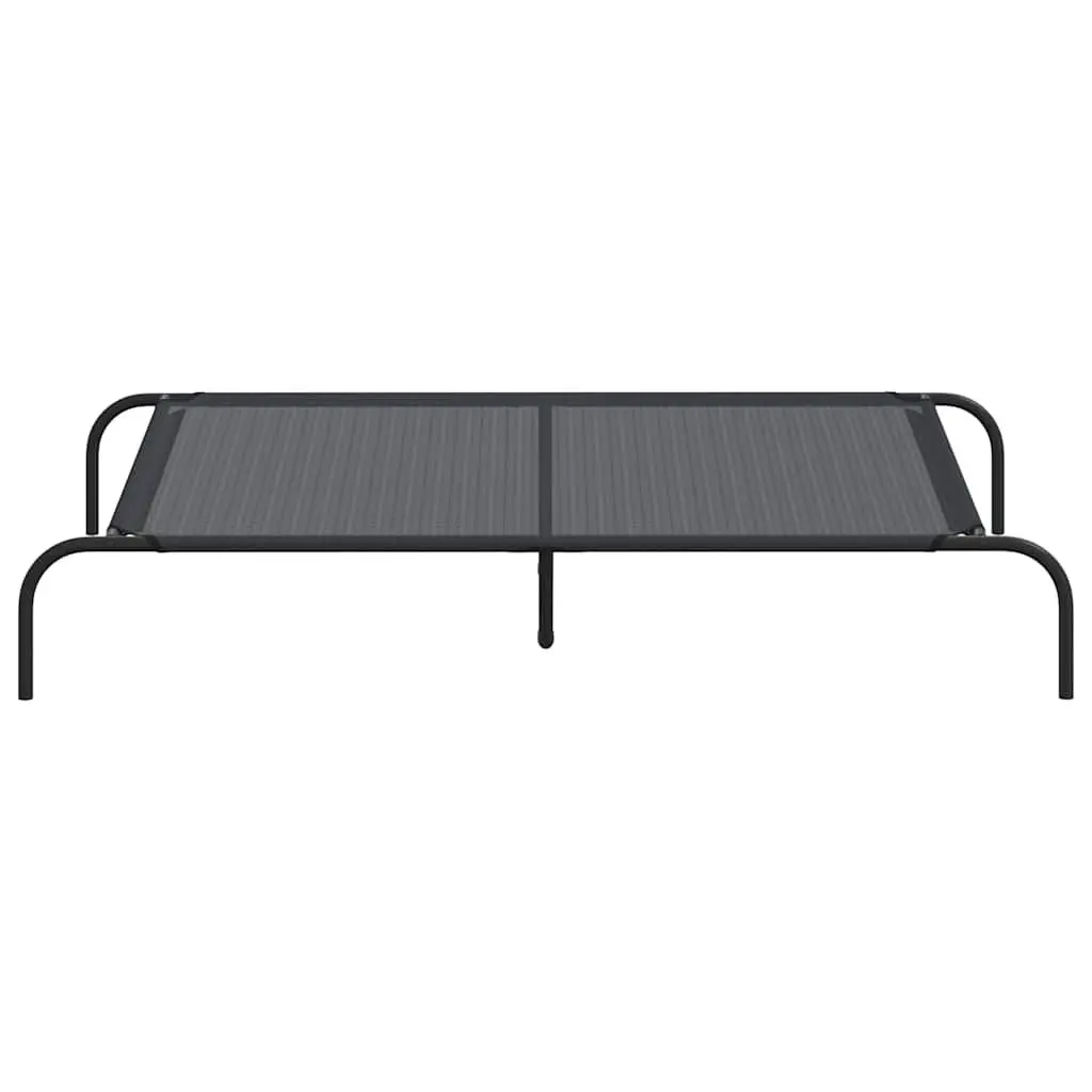 Elevated Dog Bed Portable Indoor Outdoor 130 x 80 x 20 cm Black Textilene Mesh Steel Frame