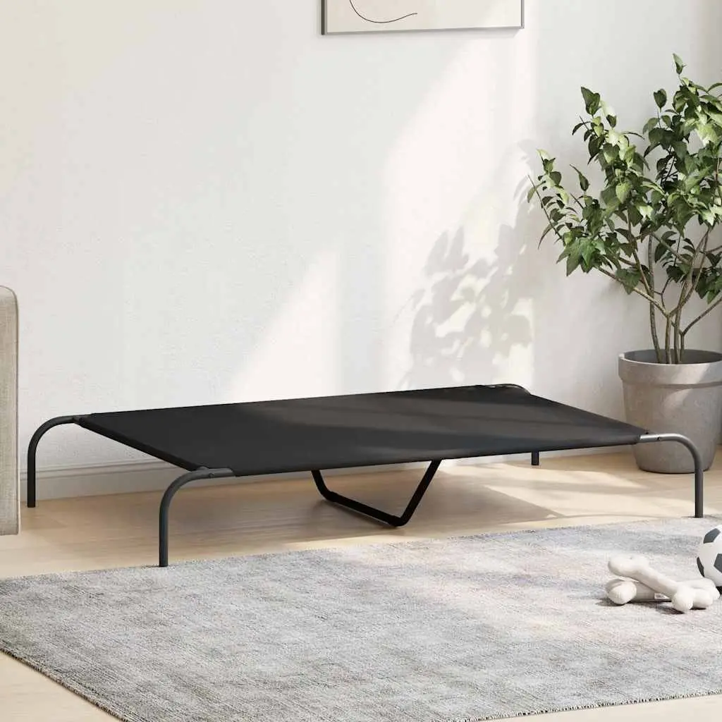 Elevated Dog Bed Indoor Outdoor 130x80x20cm Black Oxford Fabric Steel Frame