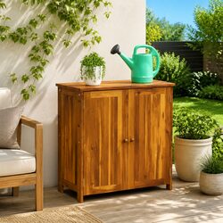 Garden Storage Cabinet with Shelf Door Solid Acacia Wood Outdoor Furniture