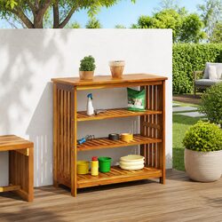 Reliable Garden Storage Cabinet in Brown Acacia Wood