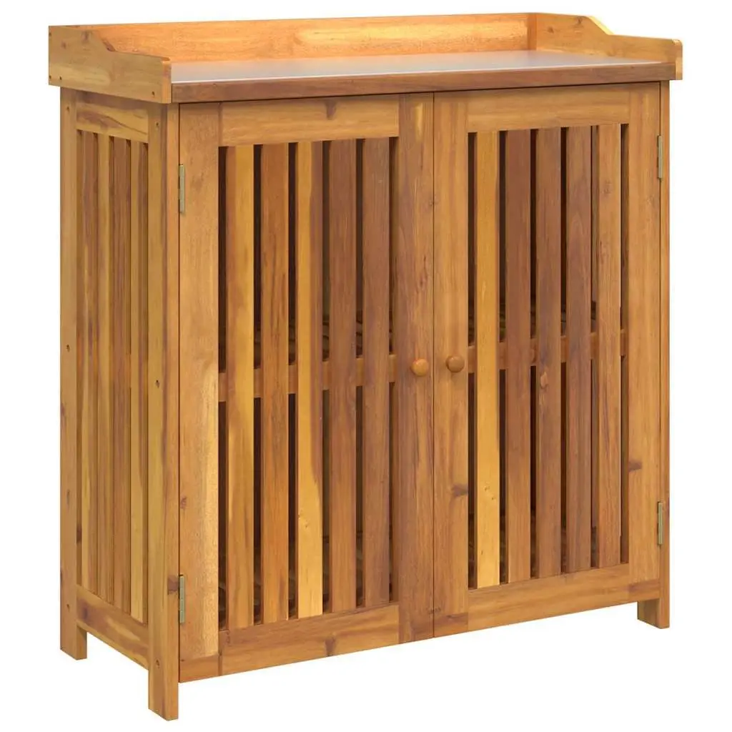 Garden Storage Cabinet Outdoor Furniture Solid Acacia Wood Rectangular Adjustable Shelves Brown 93 x 41.5 x 98 cm