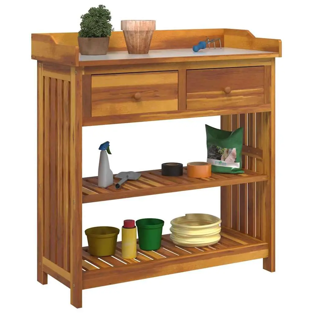 Garden Cabinet Outdoor Storage Furniture Solid Acacia Wood Brown 93 x 41.5 x 98cm