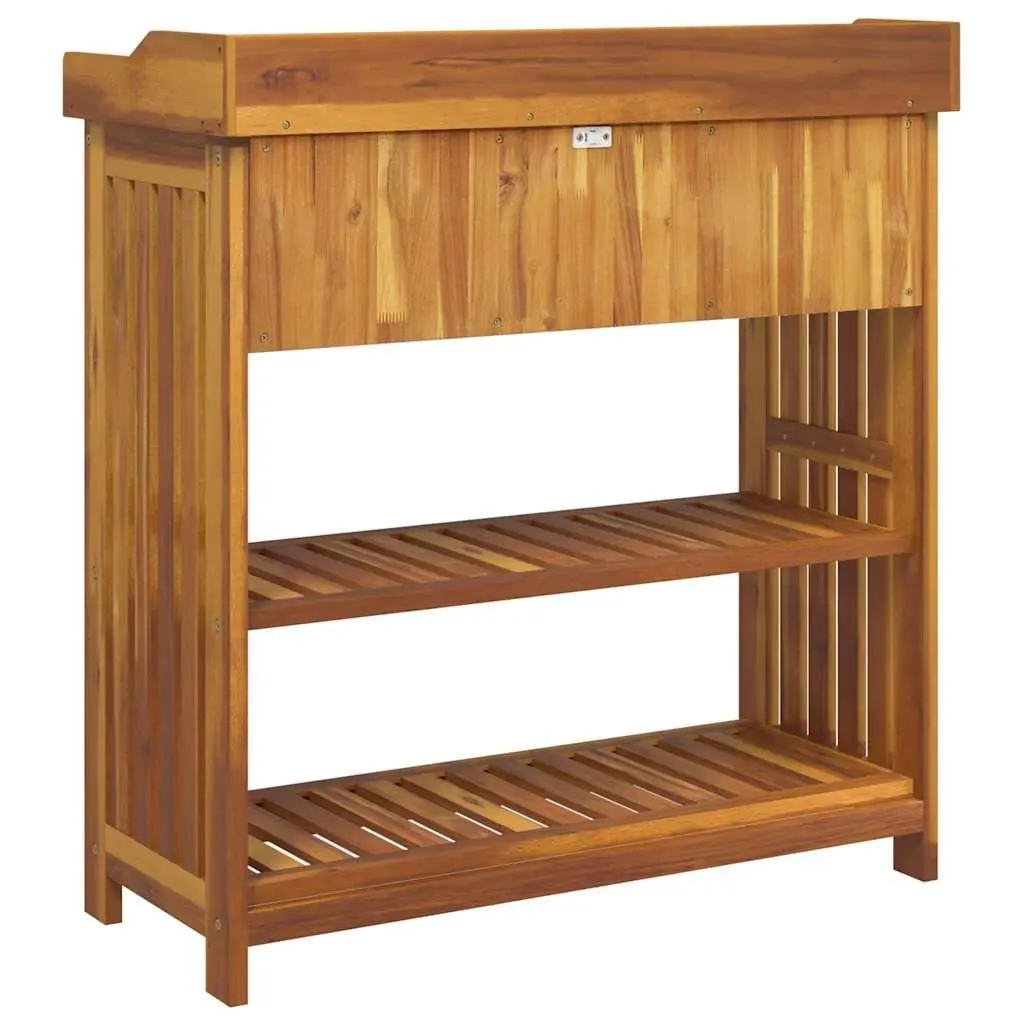 Garden Cabinet Outdoor Storage Furniture Solid Acacia Wood Brown 93 x 41.5 x 98cm