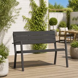 Outdoor Garden Bench Black Steel Seating Modern Contemporary Patio Furniture