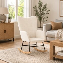 Comfort Meets Value in a Cream Sherpa Rocking Chair