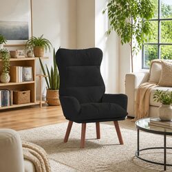 Practical Black Velvet Armchair with Comfort Features