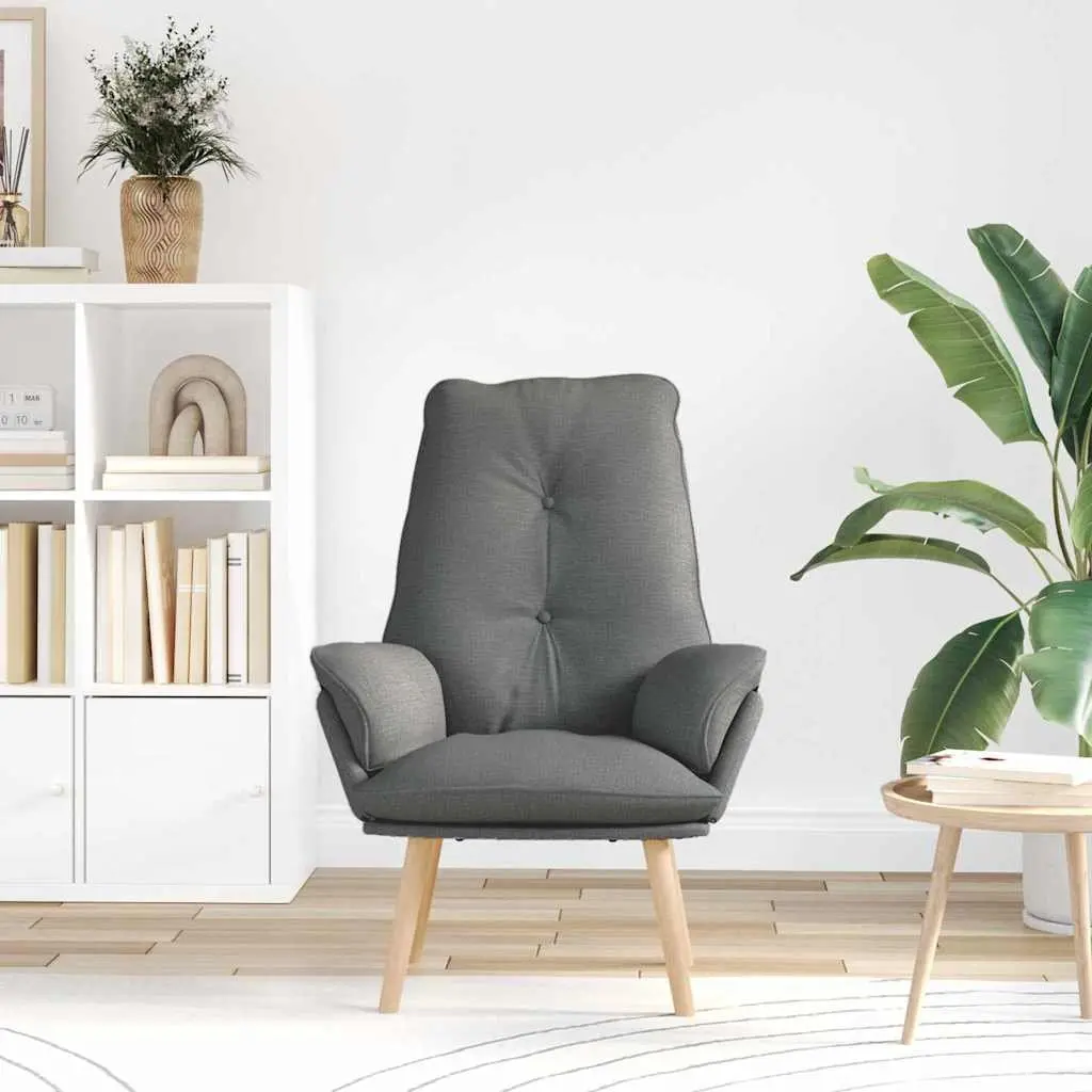 Armchair Modern Lounge Chair Fabric Seat Cushioned Armrests Dark Grey 69x74x93 cm