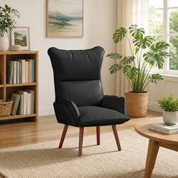 Comfortable Black Armchair with Practical Faux Leather Design