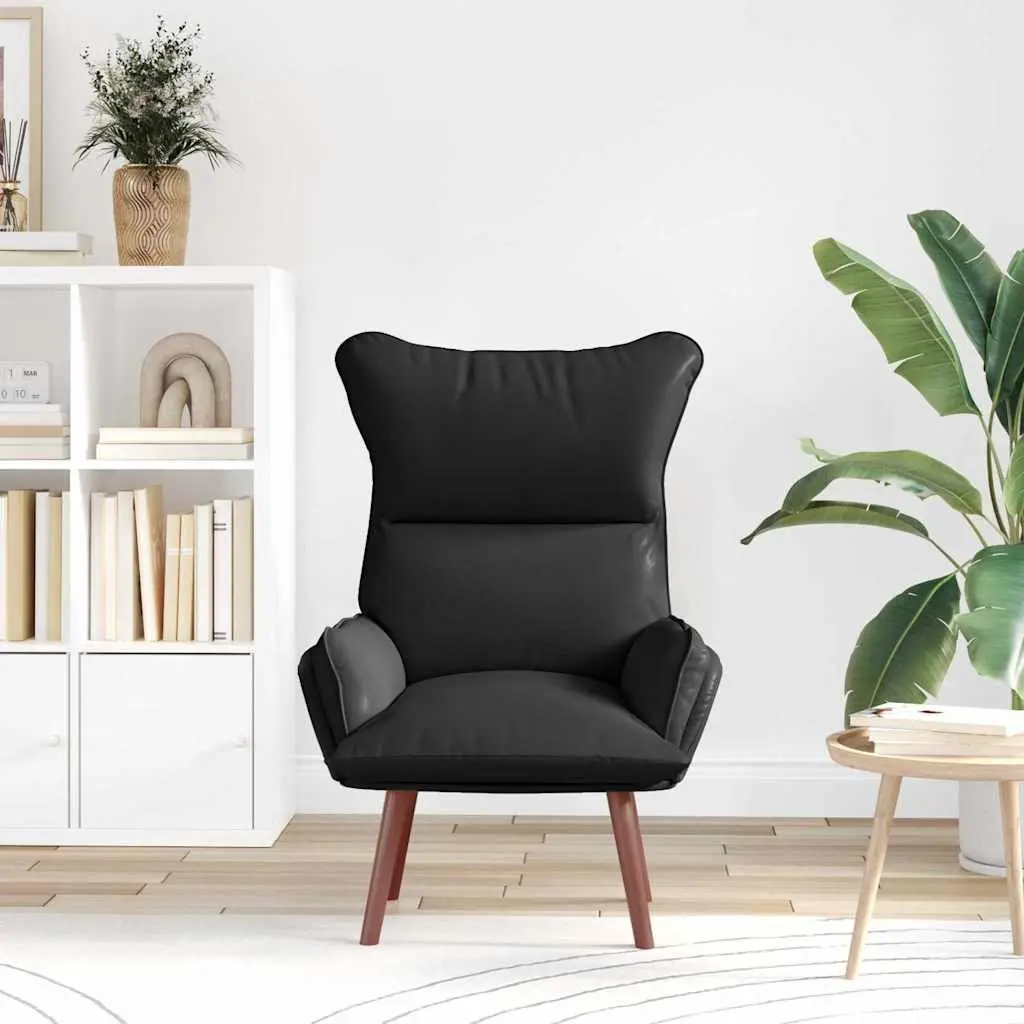 Black Armchair Modern Relaxing Chair Faux Leather Lounge Furniture Living Room