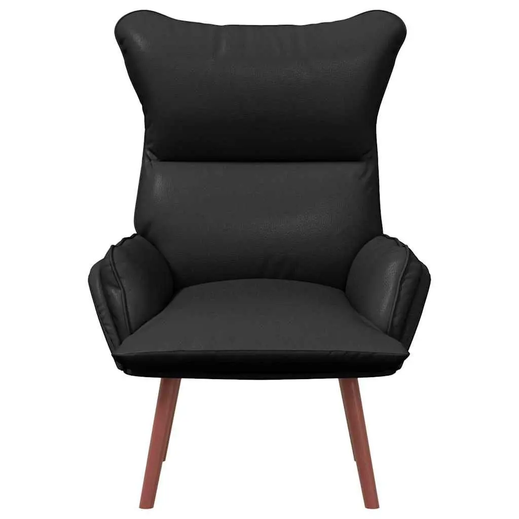 Black Armchair Modern Relaxing Chair Faux Leather Lounge Furniture Living Room