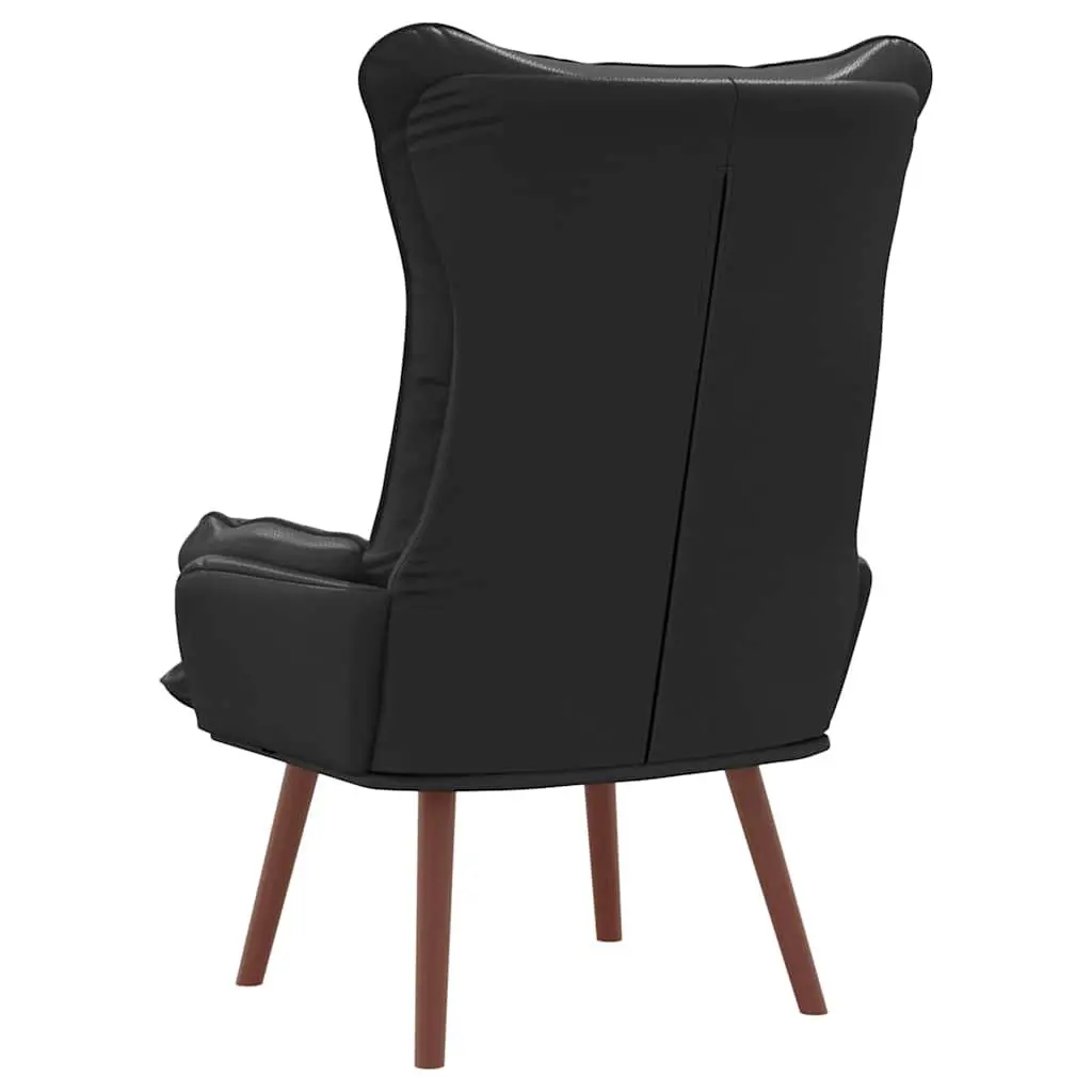 Black Armchair Modern Relaxing Chair Faux Leather Lounge Furniture Living Room