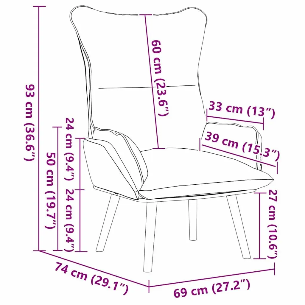 Black Armchair Modern Relaxing Chair Faux Leather Lounge Furniture Living Room
