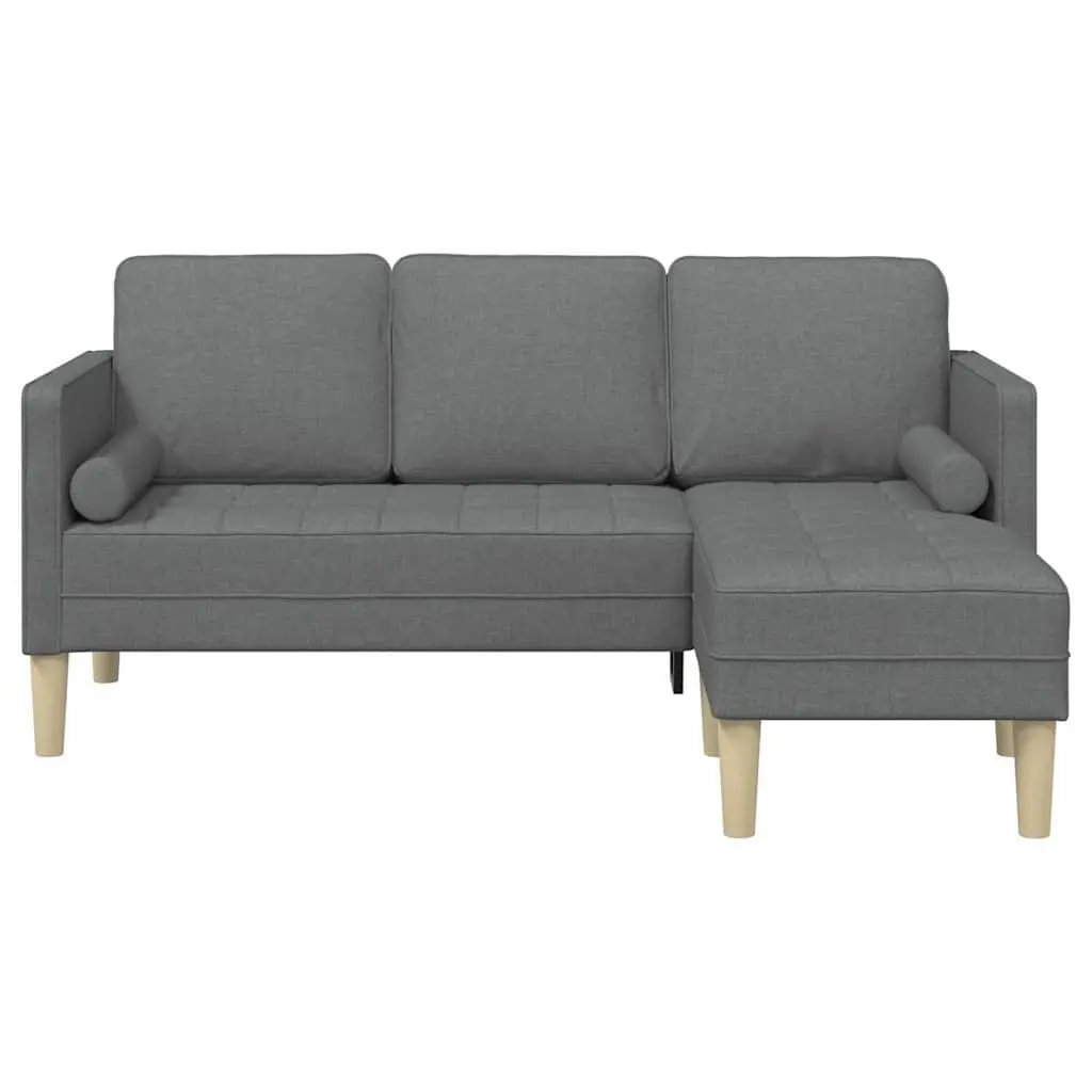 Modern Modular Sofa Set with Cushions Grey Polyester Sectional Couch Living Room