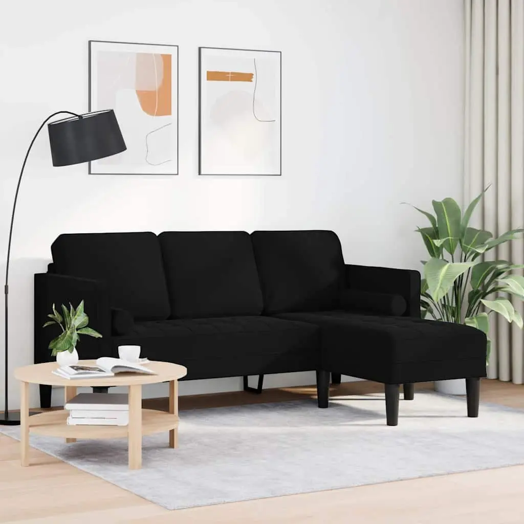 Black Modular Sofa Set with Cushion Modern Living Room Sectional Couch
