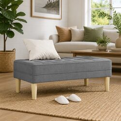 Quality Light Grey Modern Ottoman Bench with Practical Cushion