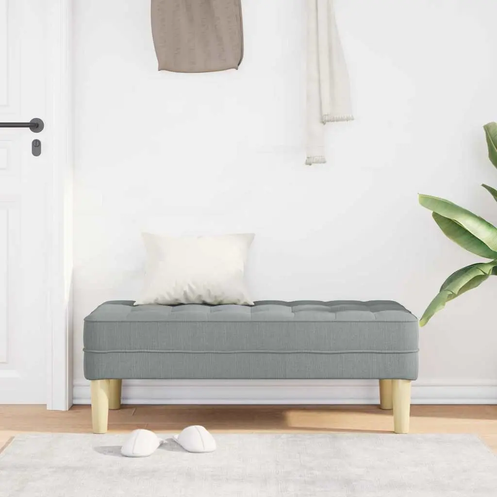 Bench with Cushion Light Grey Modern Ottoman Seating Plywood Tapered Legs