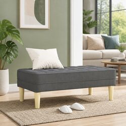 Comfortable Grey Bench Ottoman with Practical Design 113 x 57 x 39 cm