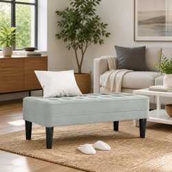Light Grey Modern Velvet Ottoman: Practical Comfort