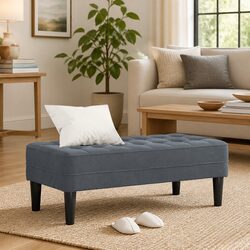 Reliable Comfort in a Dark Grey Velvet Bench Ottoman