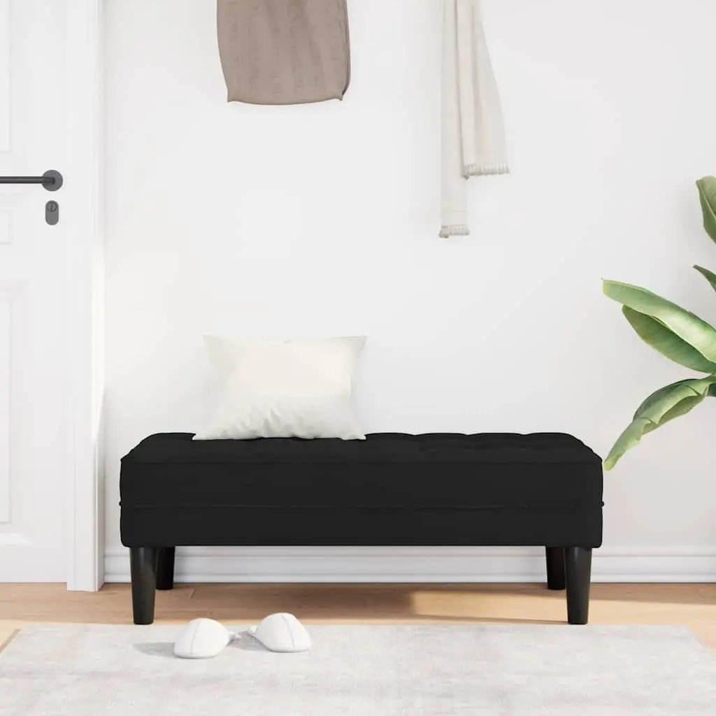 Bench Ottoman Seating Modern Black Velvet Cushion Plywood Legs 113x57x39 cm