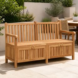 Comfortable Outdoor Teak Bench with Concealed Storage