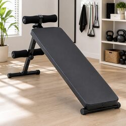 Sit Up Bench Black Adjustable Height Foldable Home Gym Exercise Equipment