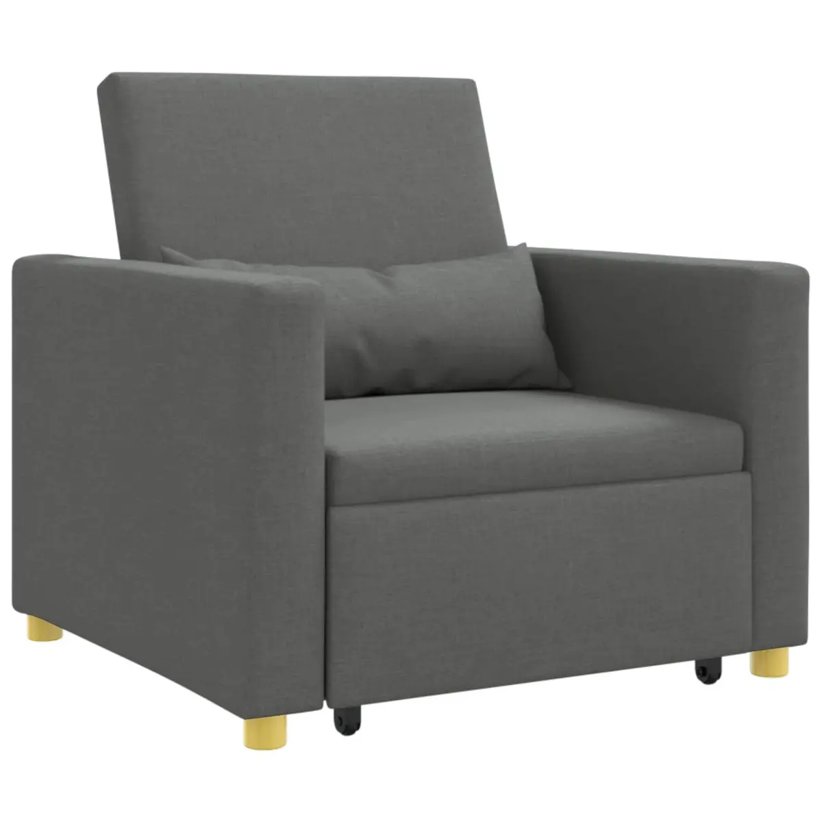 Pull Out Sofa Bed Single Grey 90x165x87cm 3-in-1 Convertible Armchair Recliner