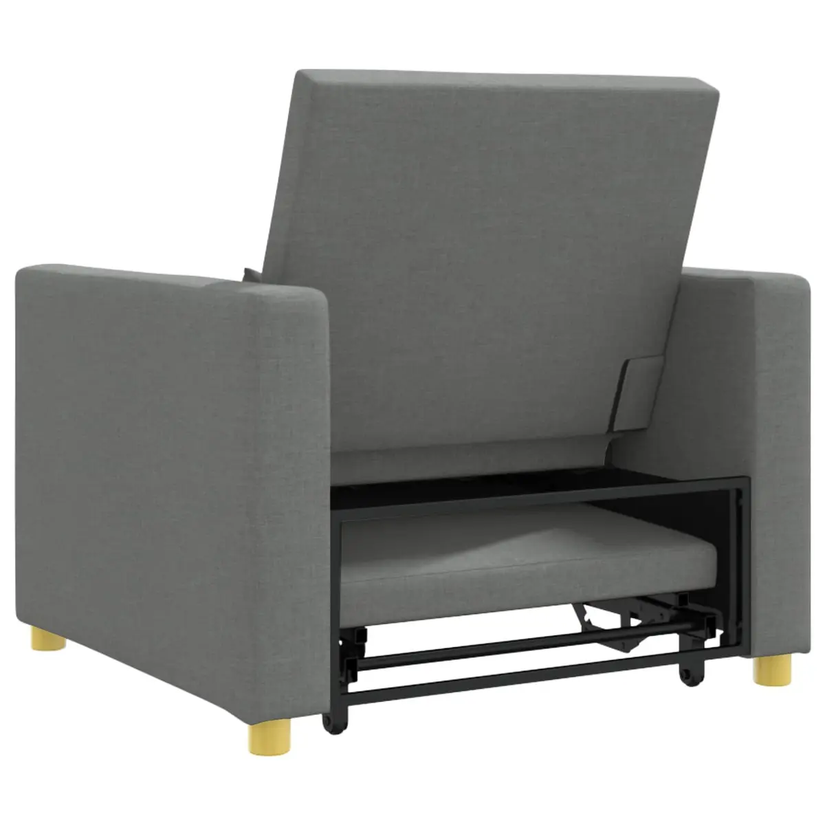 Pull Out Sofa Bed Single Grey 90x165x87cm 3-in-1 Convertible Armchair Recliner