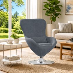 Comfortable Grey Velvet Egg Chair with Stylish Design