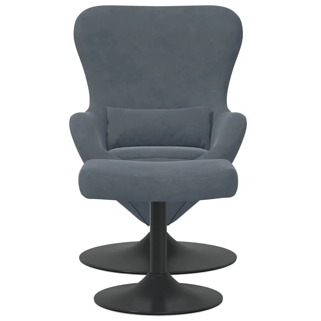 Grey Velvet Egg Chair with Footstool