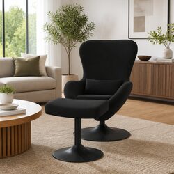Reliable Black Velvet Egg Chair with Footstool for Your Home
