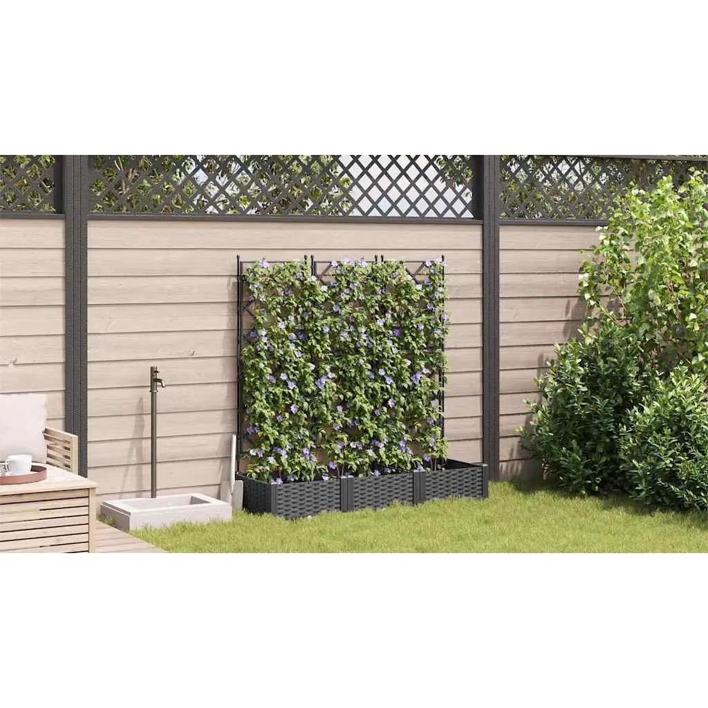 Garden Planter Set Large Black 120x40x125.5cm Outdoor Pots 3 Pieces