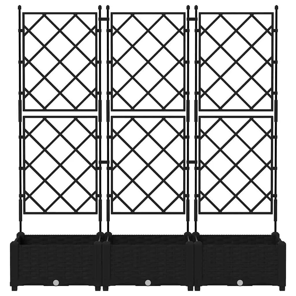 Garden Planter Set Large Black 120x40x125.5cm Outdoor Pots 3 Pieces