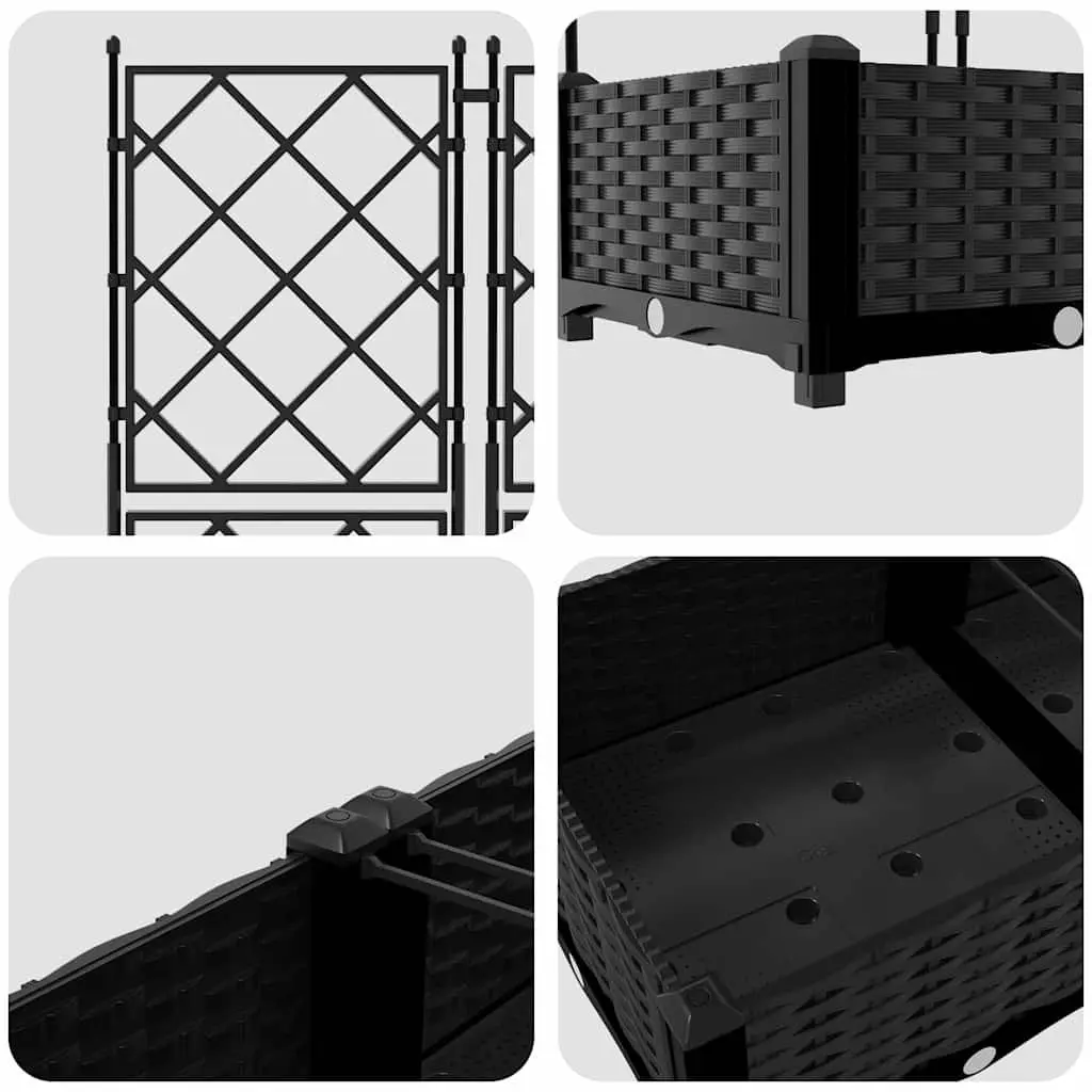 Garden Planter Set Large Black 120x40x125.5cm Outdoor Pots 3 Pieces
