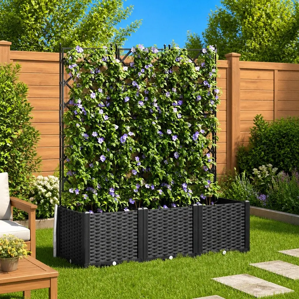 Garden Planter Set 3 pcs Outdoor Indoor 120 x 40 x 143 cm Black