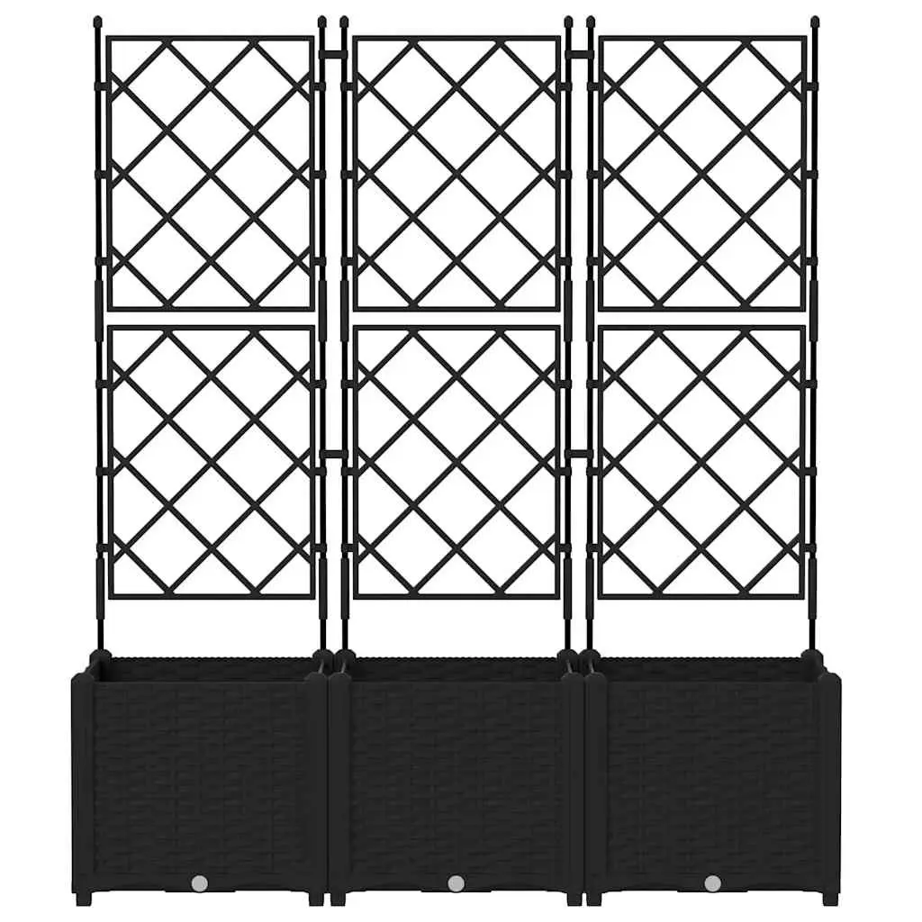 Garden Planter Set 3 pcs Outdoor Indoor 120 x 40 x 143 cm Black