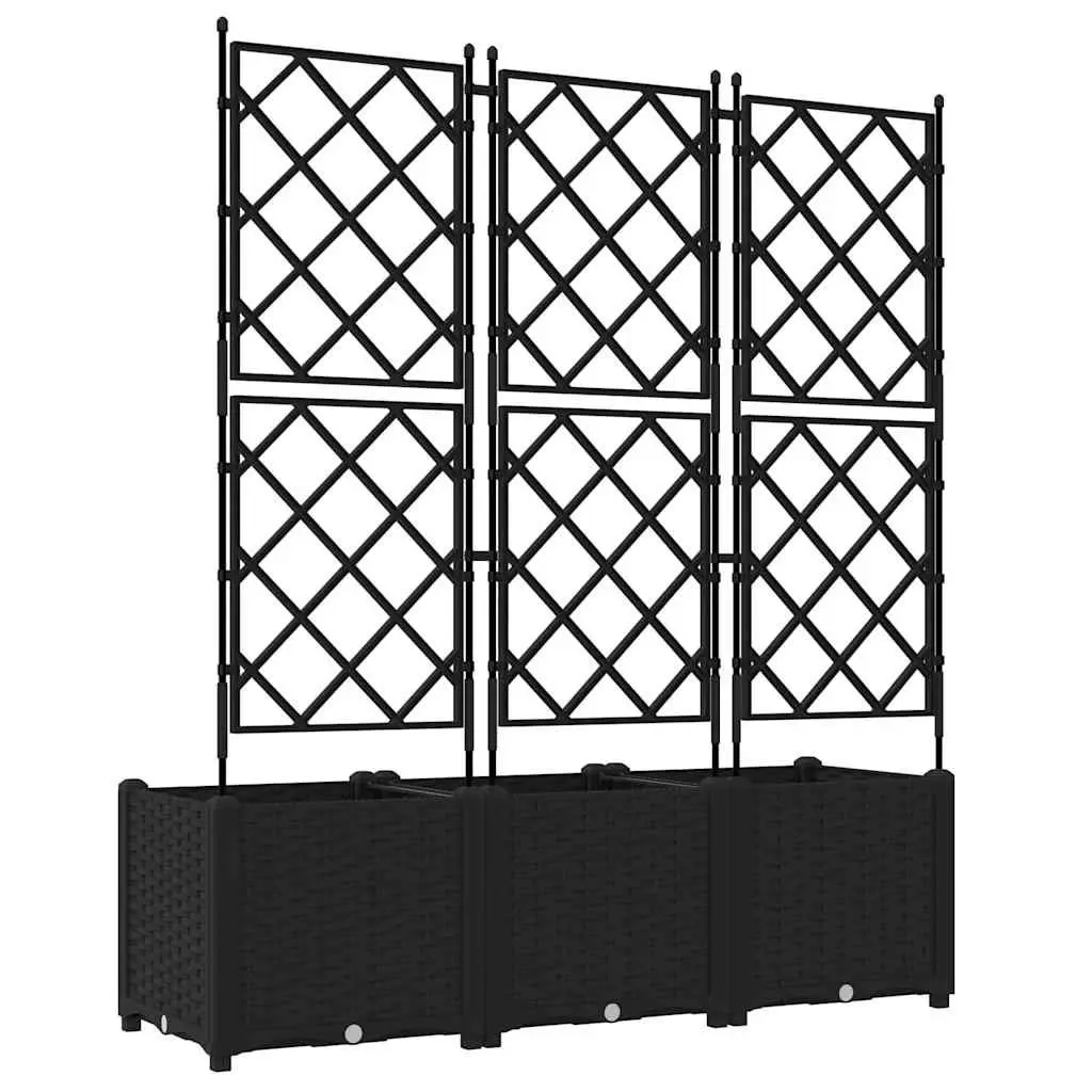 Garden Planter Set 3 pcs Outdoor Indoor 120 x 40 x 143 cm Black