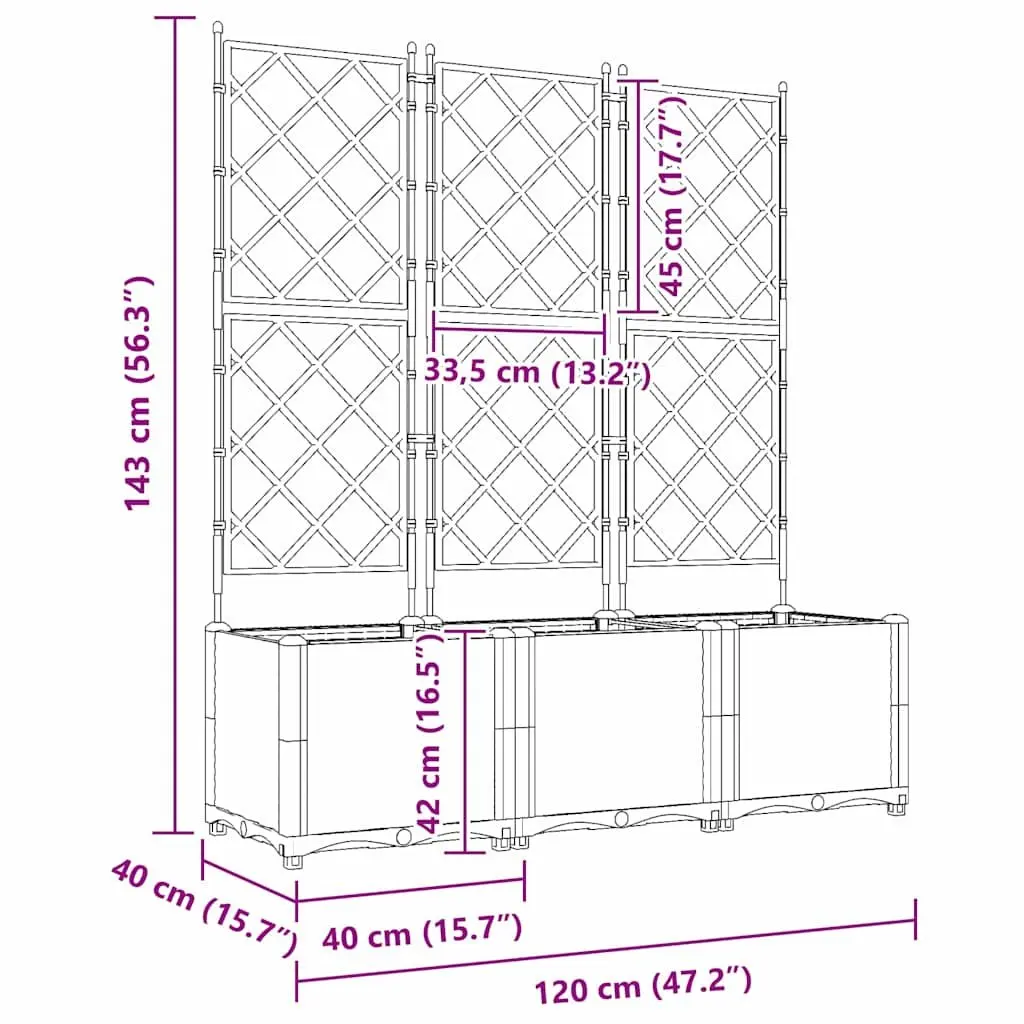 Garden Planter Set 3 pcs Outdoor Indoor 120 x 40 x 143 cm Black