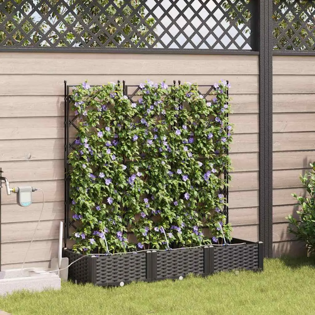 Garden Planter Pot Large Modern Black 3 Piece Set Outdoor Terrace Patio