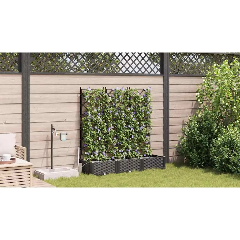 Garden Planter Pot Large Modern Black 3 Piece Set Outdoor Terrace Patio