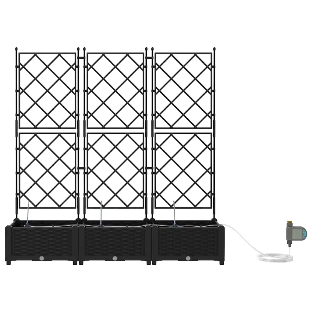 Garden Planter Pot Large Modern Black 3 Piece Set Outdoor Terrace Patio