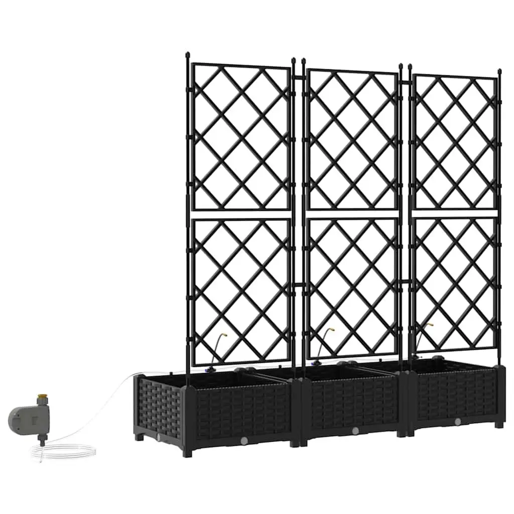 Garden Planter Pot Large Modern Black 3 Piece Set Outdoor Terrace Patio