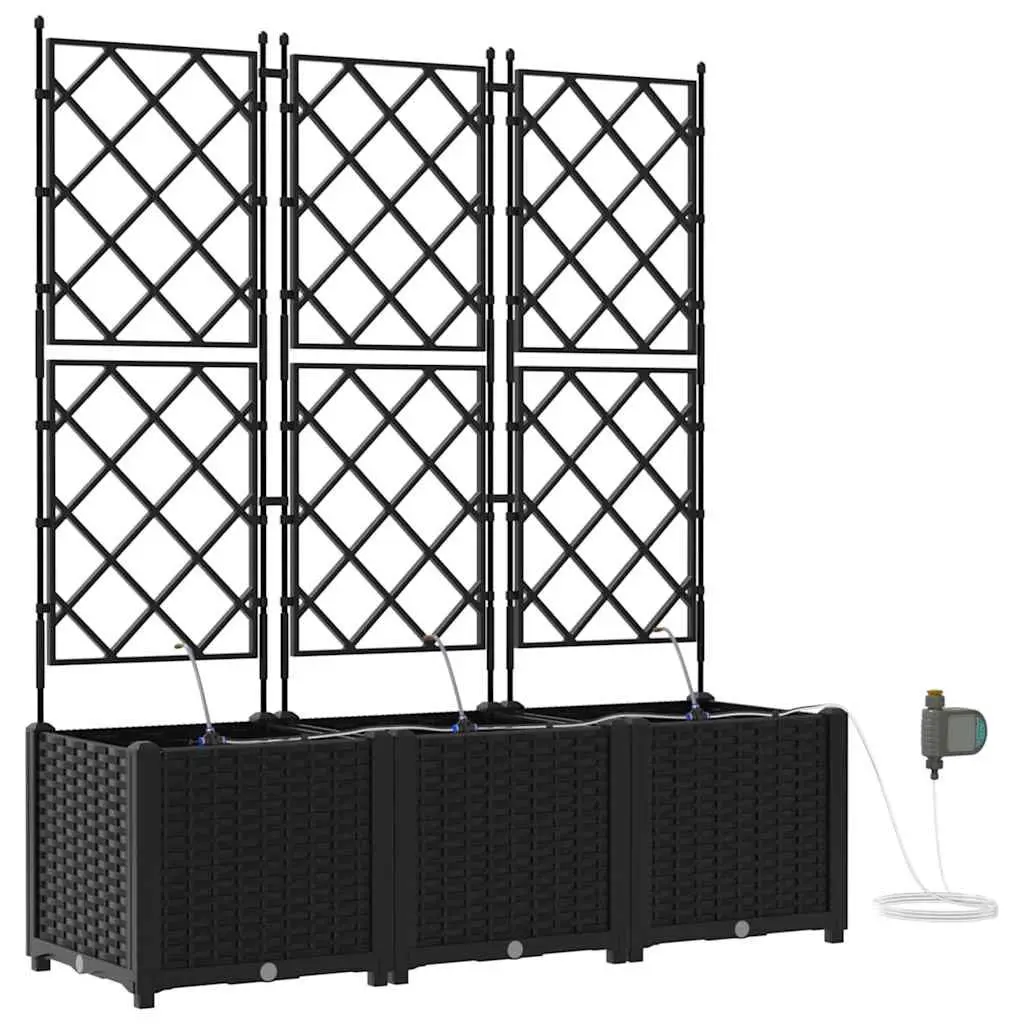 Garden Planter Set Large Outdoor Pots 3 Piece Black