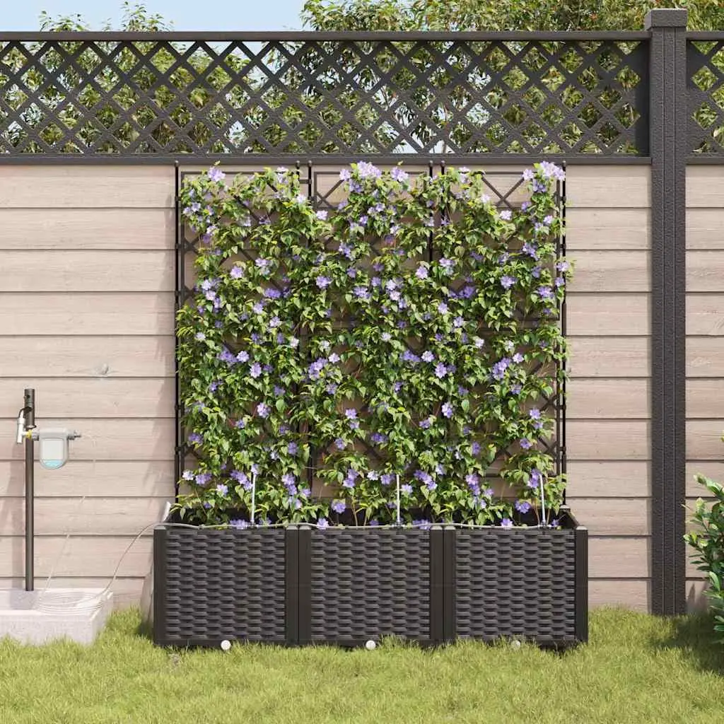 Garden Planter Set Large Outdoor Pots 3 Piece Black
